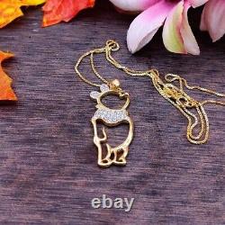 1.50Ct Pear Simulated Diamond Winnie The Pooh Pendant 14k Yellow Gold Plated