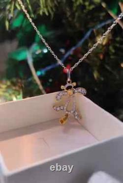 1.50Ct Round Moissanite Cute Winnie the Pooh Pendant 14K Yellow Gold Plated