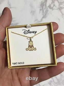 10kt Yellow Gold Winnie the Pooh Disney Pendant Kids Necklace, 18 Chain withBox