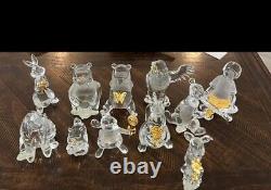 11 Pieces Lenox/Disney Winnie The Pooh Crystal Figures withGold Plated Accent