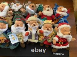 12 Days of Christmas Winnie The Pooh Plushies Set of 12 With Corresponds Pins