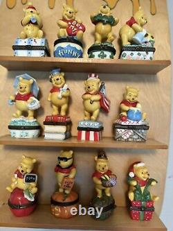 1997 Vintage Disney Classic Pooh Porcelain Calendar Themed Trinket Boxes Set