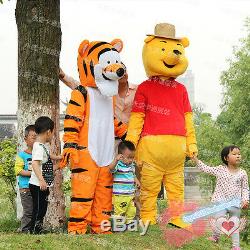 2019 Hot Adult Winnie The Pooh Bear & Tigger Mascot Costume Cartoon Fancy Dress