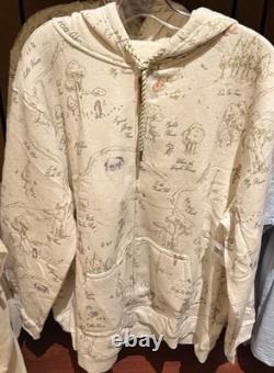 2026 Disney Parks Winnie The Pooh & Friends Allover Zip Sweatshirt Hoodie Large