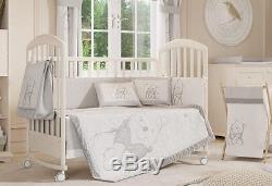 4 Piece Baby Crib Bedding Set Gray Winnie the Pooh Baby Bedding Set