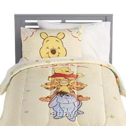 5pc Winnie the Pooh Bedding Full Queen Comforter 2 Sham 2 Throw Pillows NEW
