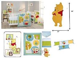 7pc Disney Winnie The Pooh Unisex Crib Bedding Set Wall Art Blanket Bumper