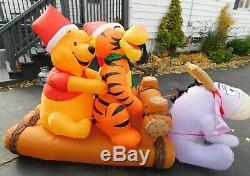 8 Ft Gemmy Christmas Inflatable Disney Winnie The Pooh Tigger Eeyore Log Sled