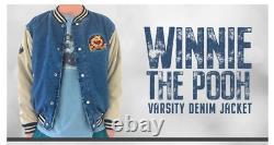 90s Xxxtentacion Winnie The Pooh Varsity Denim Blue & Cream Jacket