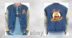 90s Xxxtentacion Winnie The Pooh Varsity Denim Blue & Cream Jacket