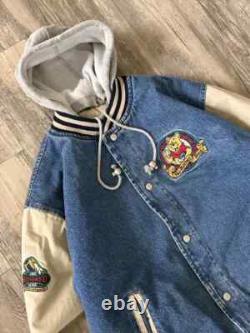 90s Xxxtentacion Winnie The Pooh Varsity Denim Jacket