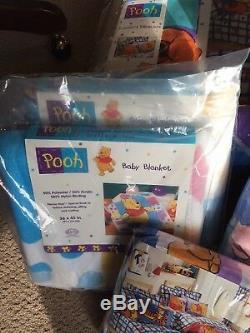 Amazing 90's NEW in Package WINNIE THE POOH BABY Nursery Set Blanket Sheet Case