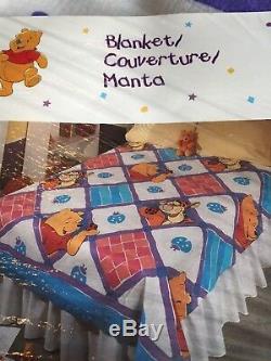 Amazing 90's NEW in Package WINNIE THE POOH BABY Nursery Set Blanket Sheet Case