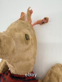 Antique 1930's Winnie the Pooh & Piglet Cloth Stuffed Primitive Homemade Dolls