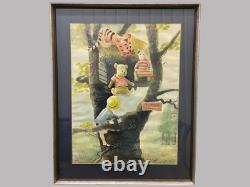 Ardis Sturdy Signed Watercolor'Winnie The Pooh' Framed Matted Under Glass