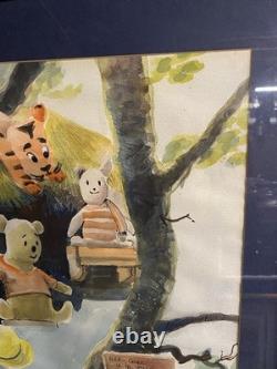 Ardis Sturdy Signed Watercolor'Winnie The Pooh' Framed Matted Under Glass