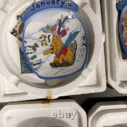 Bradford Disney Winnie the Pooh Month Hanging Plates Lot Of 11 Missing November