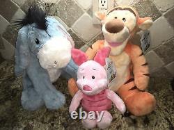 Build a Bear Stuffed DISNEY Winnie The Pooh EEYORE TIGGER PIGLET withSOUND EASTER