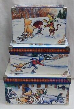 CHRISTMAS DISNEY'S SET OF 3 CLASSIC POOH NESTING STORAGE BOXES With HANDLES NEW