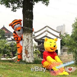 Cartoon Winnie The Pooh Bear and Tigger Mascot Costume fancy Xmas dress Adult