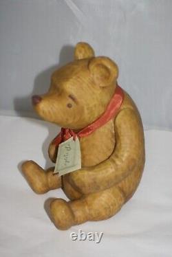 Charpente Winnie Pooh Walt Disney Figure Wood Doll 10.5 Jointed Hang Tag Vtg