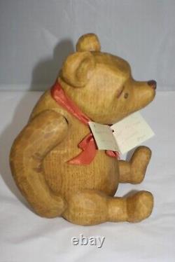 Charpente Winnie Pooh Walt Disney Figure Wood Doll 10.5 Jointed Hang Tag Vtg