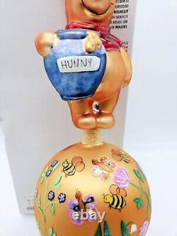 Christopher Radko Disney Winnie the Pooh Glass Christmas Topper in Box