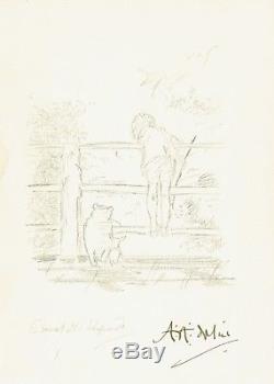 Christopher Robin & Winnie The Pooh Drawing signed by E H Shepard & A A Milne