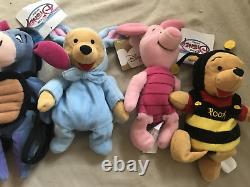 Classic Winnie the Pooh & Eeyore & piglet Disney Beanie Babies Disney store set