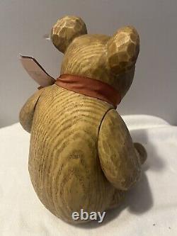 Classic Winnie the Pooh Wood Figure Charpente Jointed Arms & Legs, Tag, Ribbon