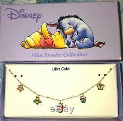 DISNEY 14K Winnie The Pooh Gold & enamel Charm child fine jewelry Bracelet YUZU