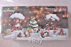 DISNEY CHRISTMAS IN THE 100 ACRE WOOD WINNIE THE POOH 8pc LIGHTED VILLAGE SET