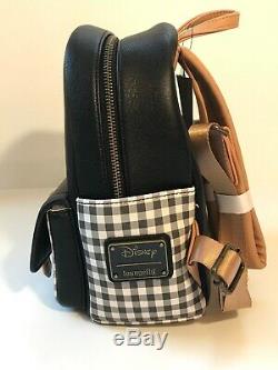 DISNEY Loungefly Classic Winnie The Pooh Black Plaid Mini Backpack & Card Holder