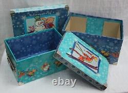 DISNEY'S CHRISTMAS SET OF 3 WINNIE THE POOH NESTING STORAGE BOXES With HANDLES NEW