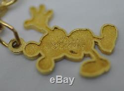 Disney Charm Bracelet Mickey Mouse Winnie The Pooh 14K Yellow Gold 7.9g 3 Charms