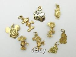 Disney Charm Lot Mickey Mouse Minnie Winnie the Pooh Krementz Van Dell 14k Gold