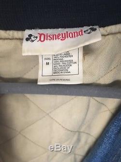 Disney Denim Varsity Jacket Winnie the Pooh Lined M Embroidered Vintage Rare