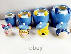Disney Direct Winnie The Pooh Peek Cookie Jar Set- Very Rare Blue set