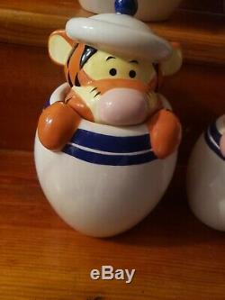 Disney Direct Winnie The Pooh Piglet Tigger Eeyore Peek Cookie Jar Canister Set