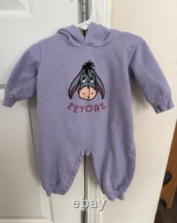 Disney Eeyore Hooded Fleece Coverall One-Piece Long Sleeve 6-12m Purple