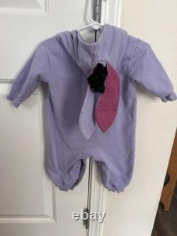 Disney Eeyore Hooded Fleece Coverall One-Piece Long Sleeve 6-12m Purple