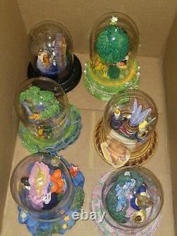 Disney Figure Glass Dome Lot Mickey Pooh Tinkerbell Beauty Beast Ariel Lady Tram