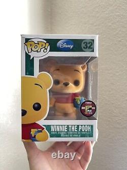 Disney Funko Pop 32 Winnie The Pooh 2012 SDCC Flocked 1/480 RARE with HARD PROTECT