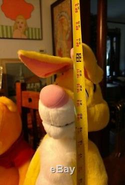 Disney JUMBO Winnie Pooh Rabbit Tigger Piglet Plush Mattel Lot very LARGE 20+
