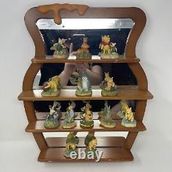 Disney Lenox Winnie the Pooh Display Shelf Nursery With 14 Figurines Mirror LARGE