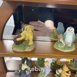 Disney Lenox Winnie the Pooh Display Shelf Nursery With 14 Figurines Mirror LARGE