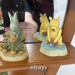 Disney Lenox Winnie the Pooh Display Shelf Nursery With 14 Figurines Mirror LARGE