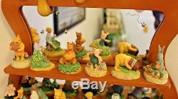Disney Lenox Winnie the Pooh Thimble Collection with Mirror Shelf COMPLETE SET