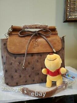 Disney Loungefly Classic Winnie the Pooh Bees Satchel Crossbody Bag brown+ pooh