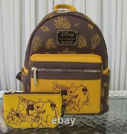 Disney Loungefly Winnie the Pooh Mini Backpack & ID Coin Purse Wallet Autumn NWT